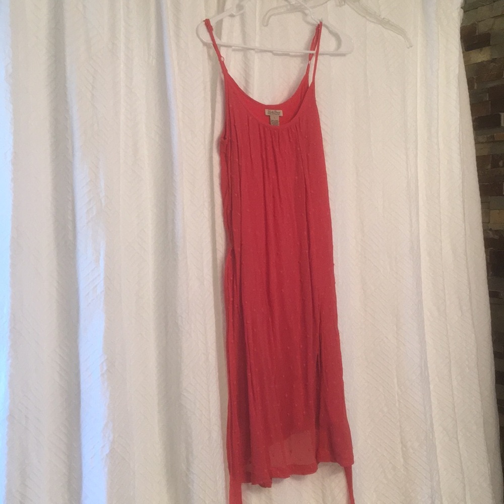 Luck brand coral peach belted dress